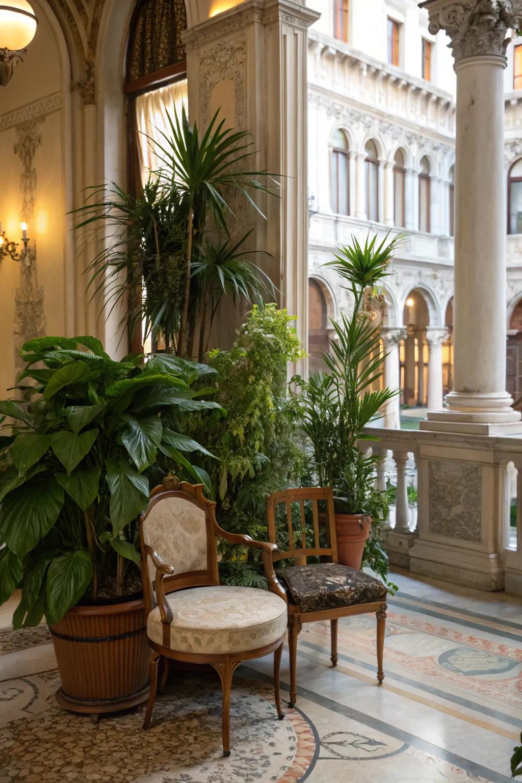 Indoor greenery that introduces energy and freshness to the space.