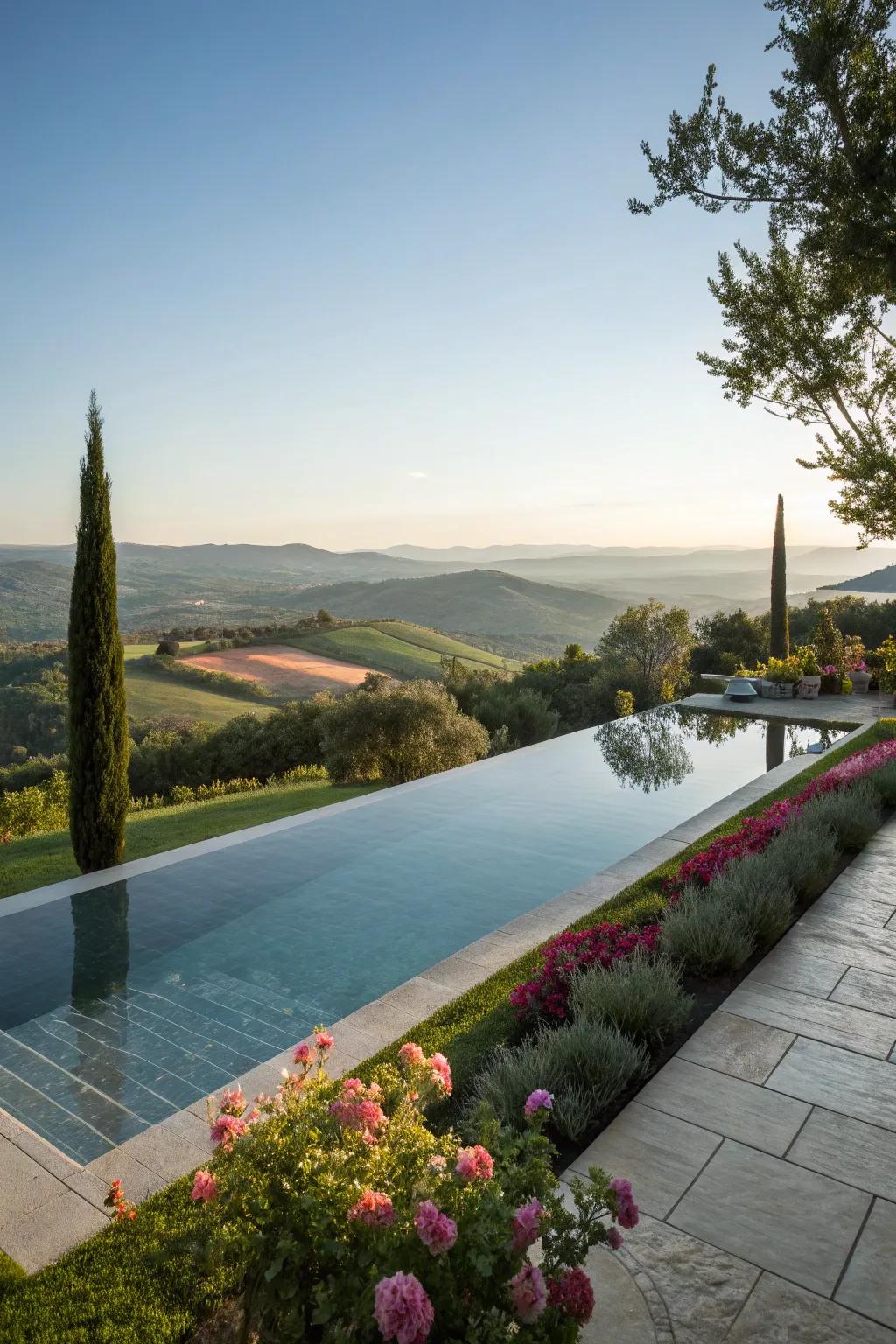 An endless edge pool generates a seamless bond between the water and the horizon.