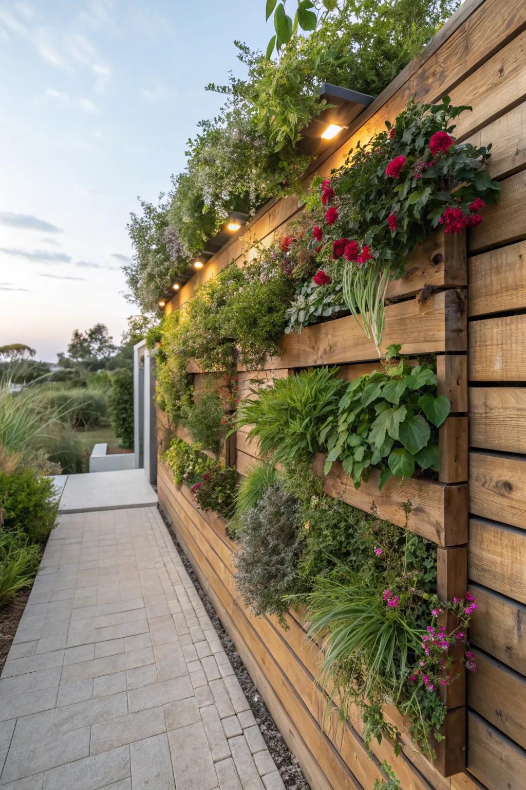 Integrate timber and greenery for a fresh look.