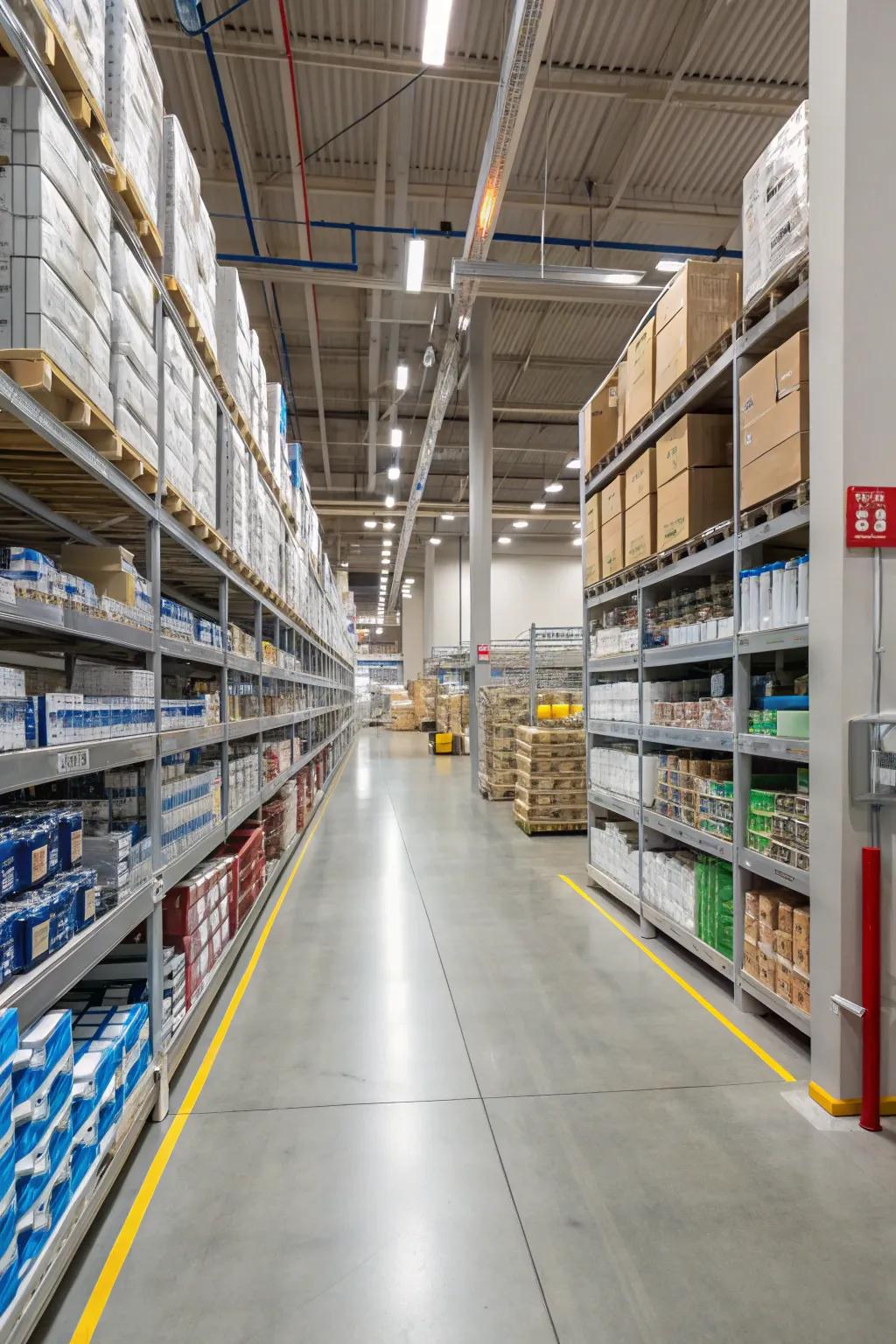Spacious aisles improve navigation and operational performance.