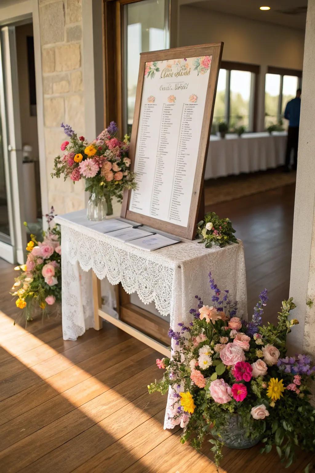 Botanical elements on seating arrangements introduce a touch of nature and class.