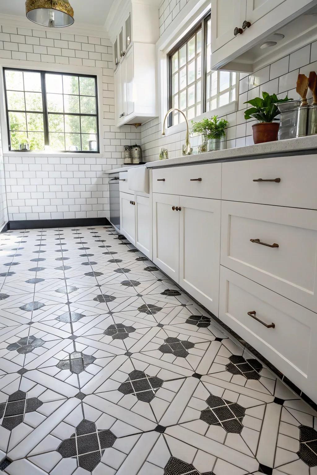 Different shade lines emphasizing the tile design.