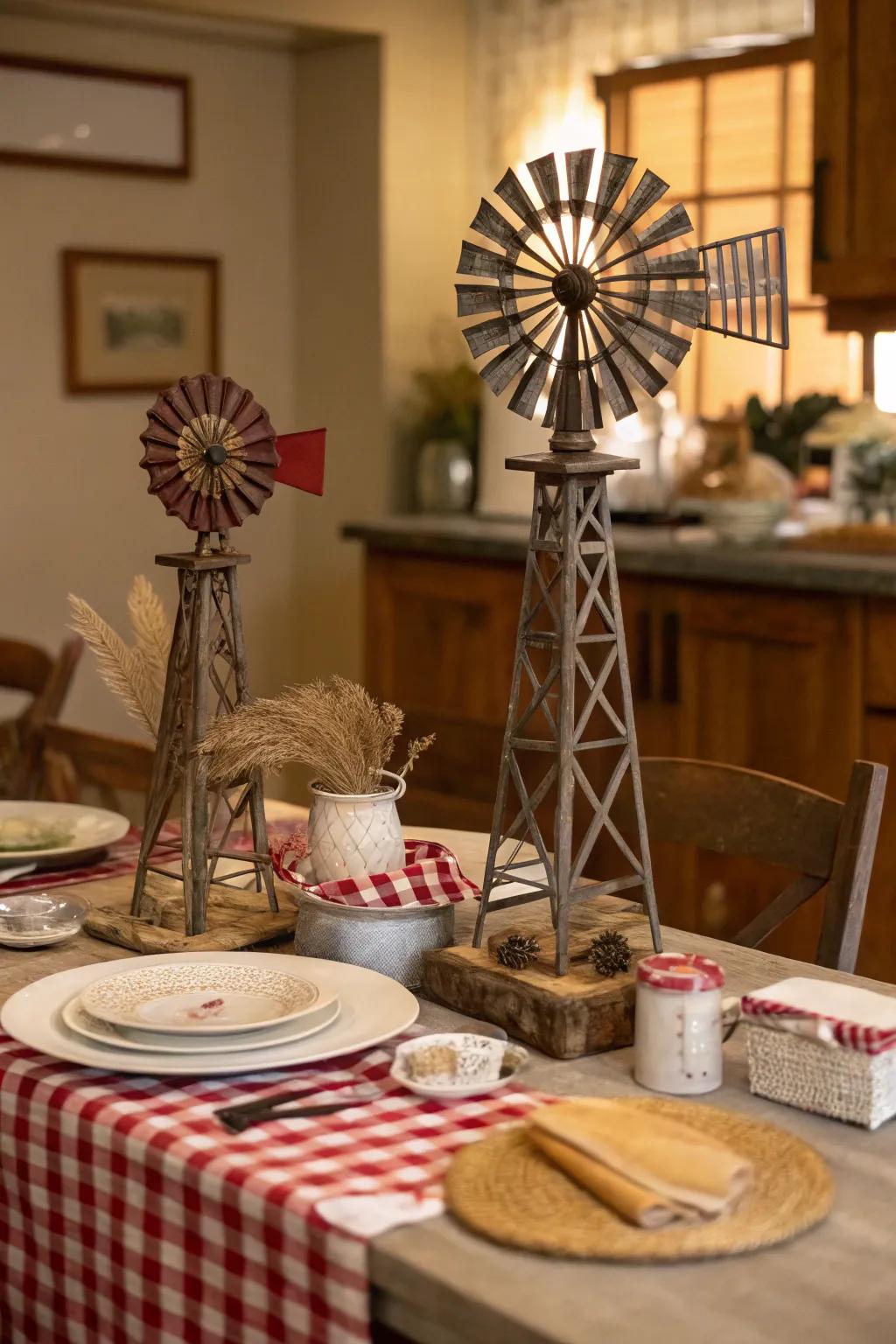 Petite pinwheel replicas introduce charm to tabletops and windowsill areas.