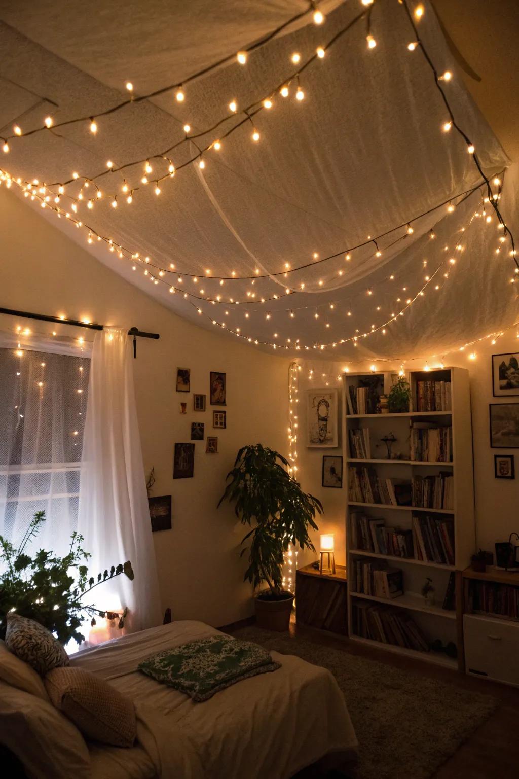 Luminescent strands incorporate a warm, bewitching ambiance.