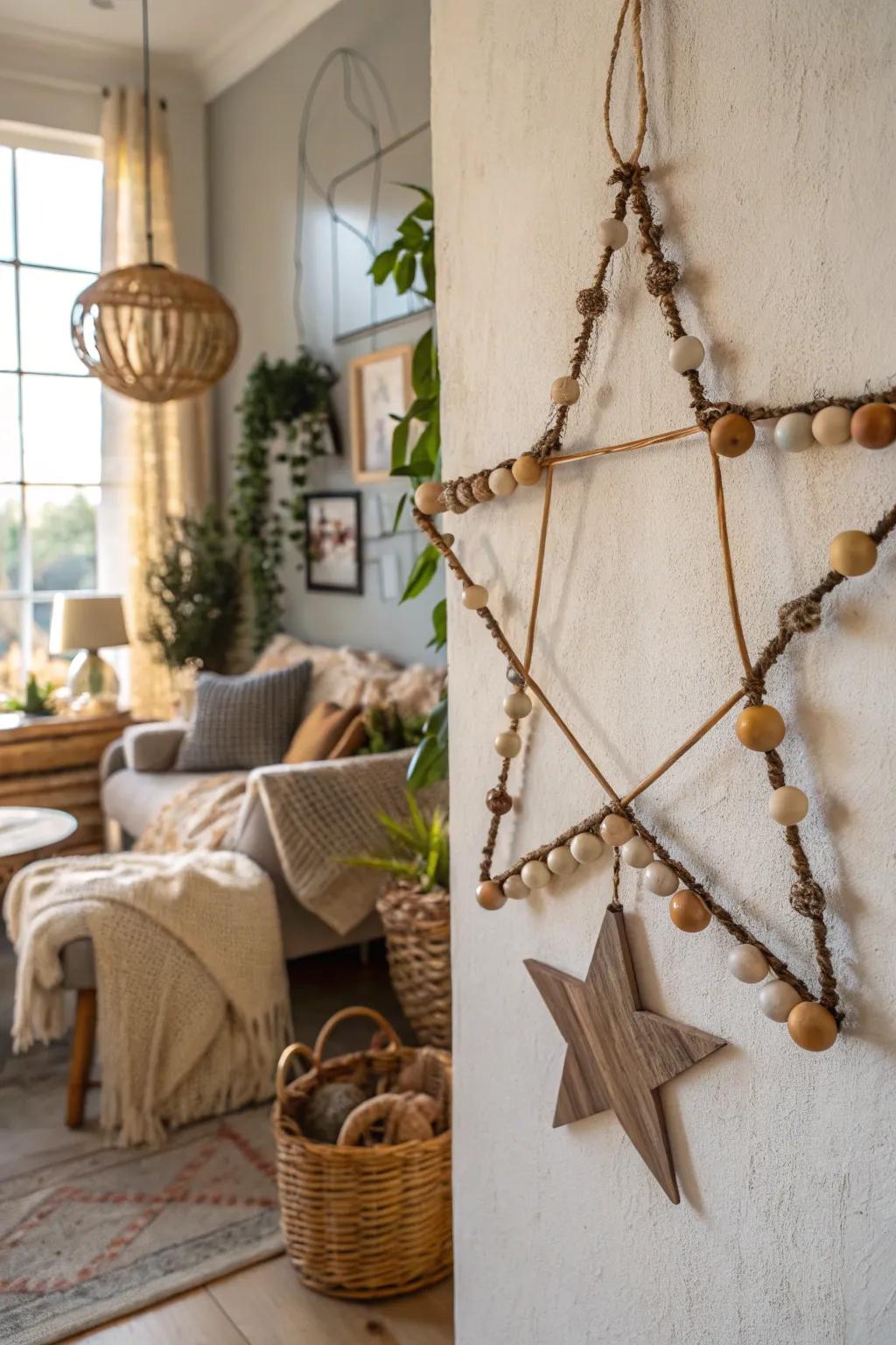 A boho beaded starry strand injects unrefined charm into your space.