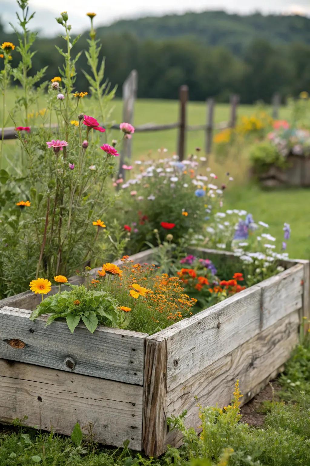 Reclaimed wood adds a rustic charm to your garden.