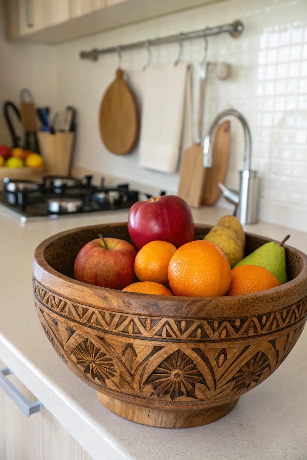 Merge artistry with utility via wooden sculptures that are functional.
