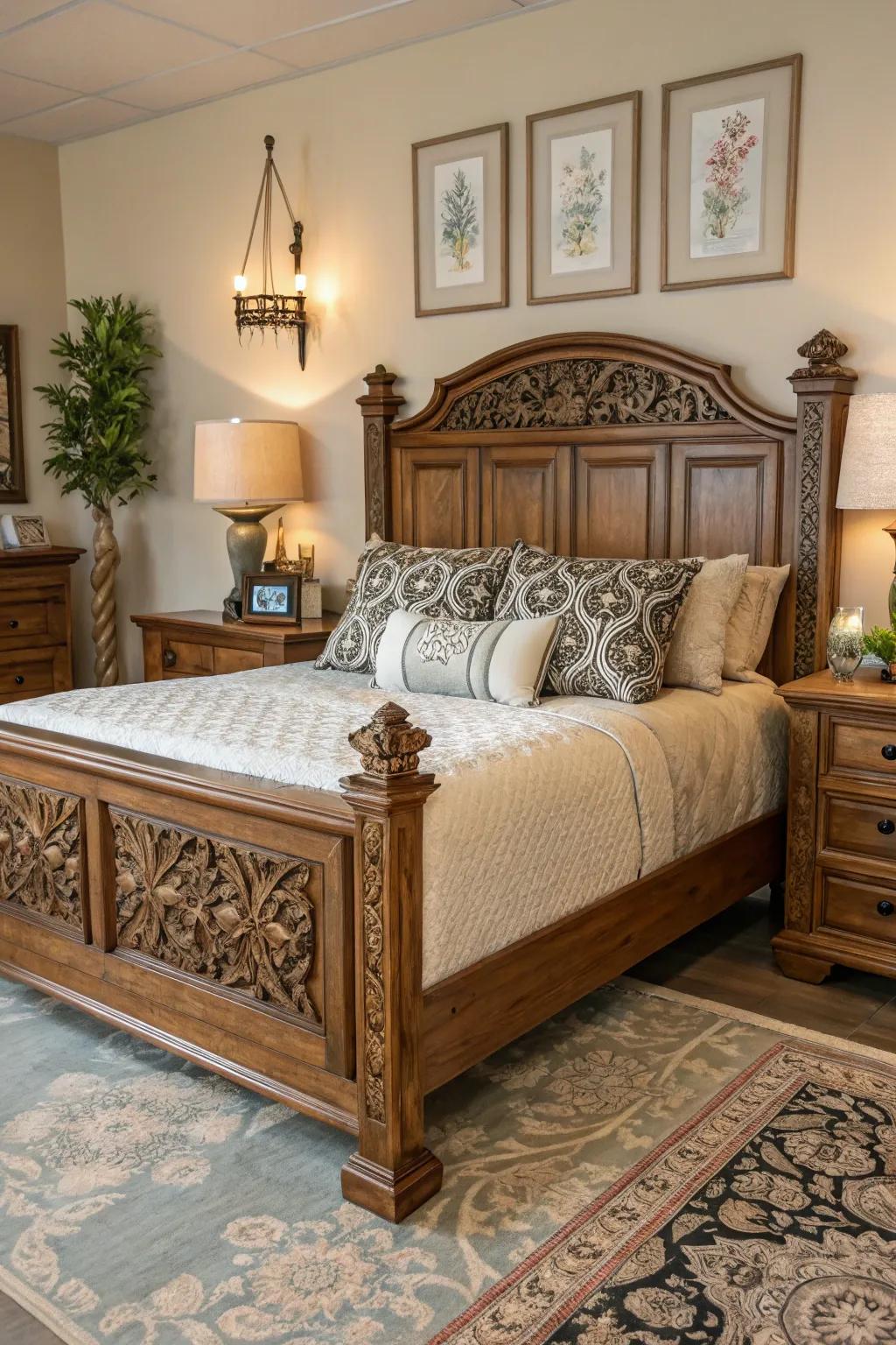An impressive headboard that elevates the design of the bedroom.