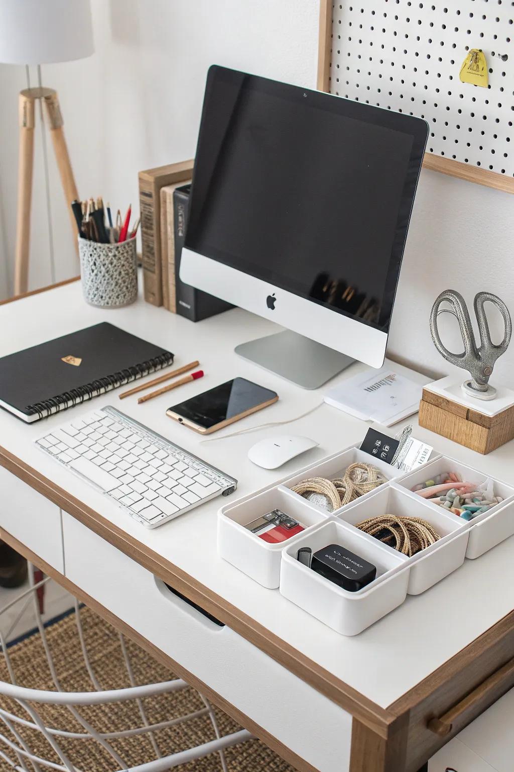 A neat workspace promoting a productive workday.