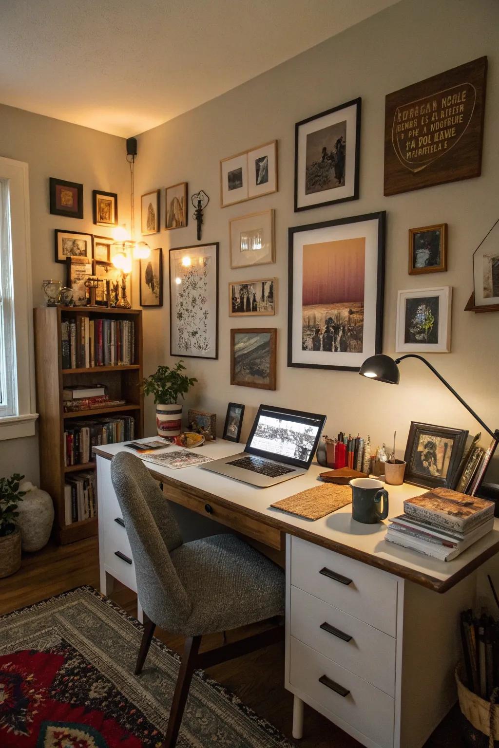 Personal decor items add warmth and personality to your workspace.