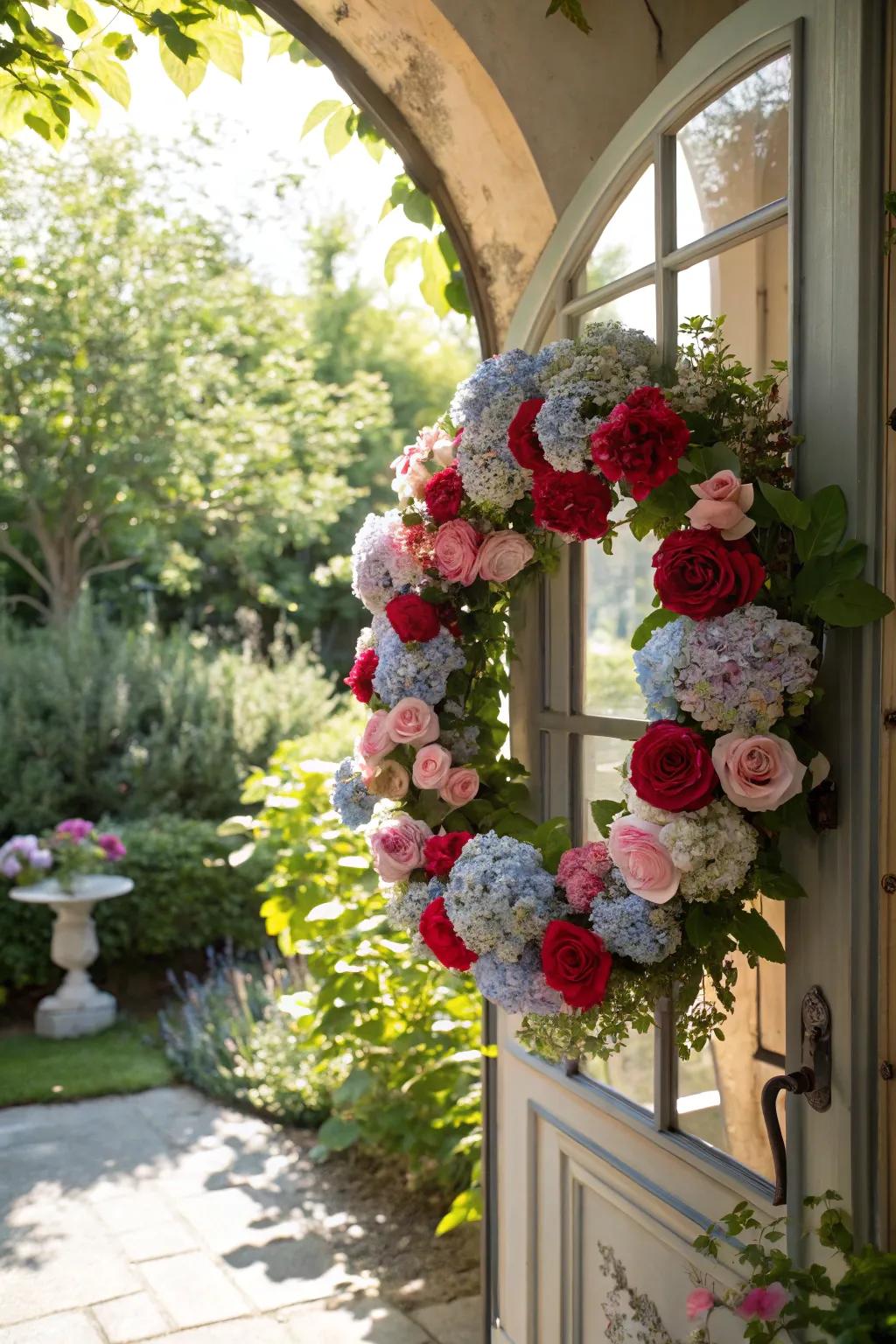 A wreath honoring the beauty of blossoming flowers.