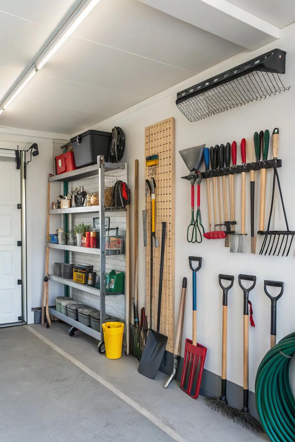 A tidy garage interior makes tool storage easier.