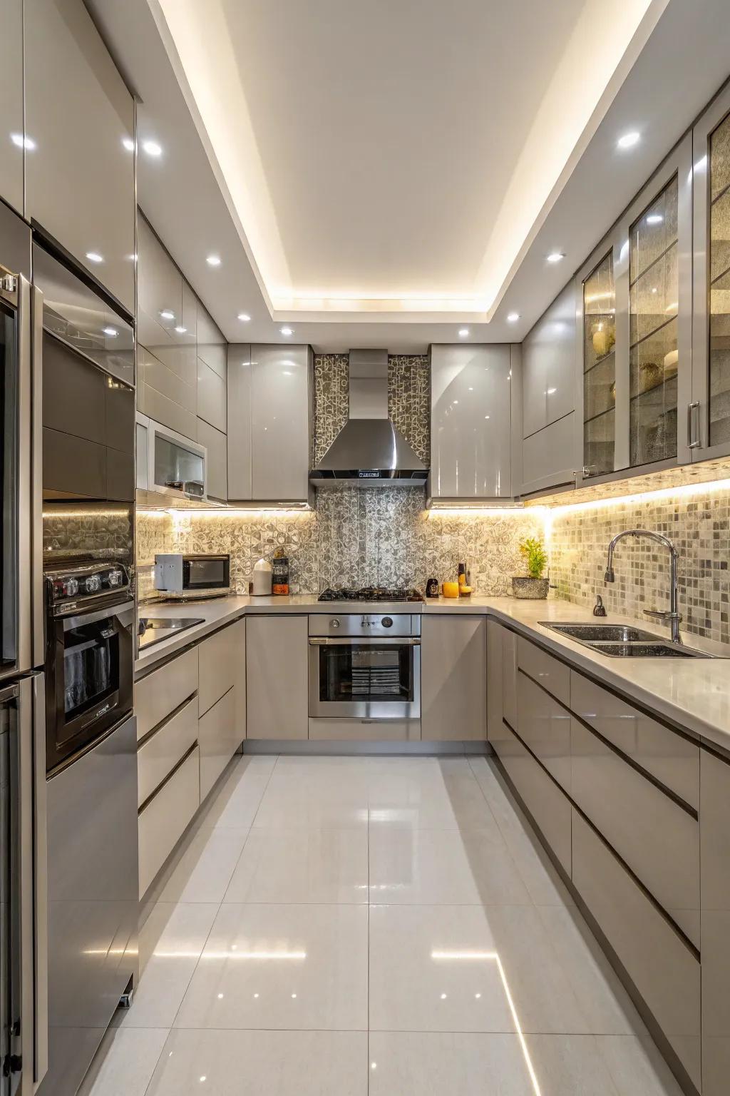 Reflective surfaces enhance light and the perception of space.
