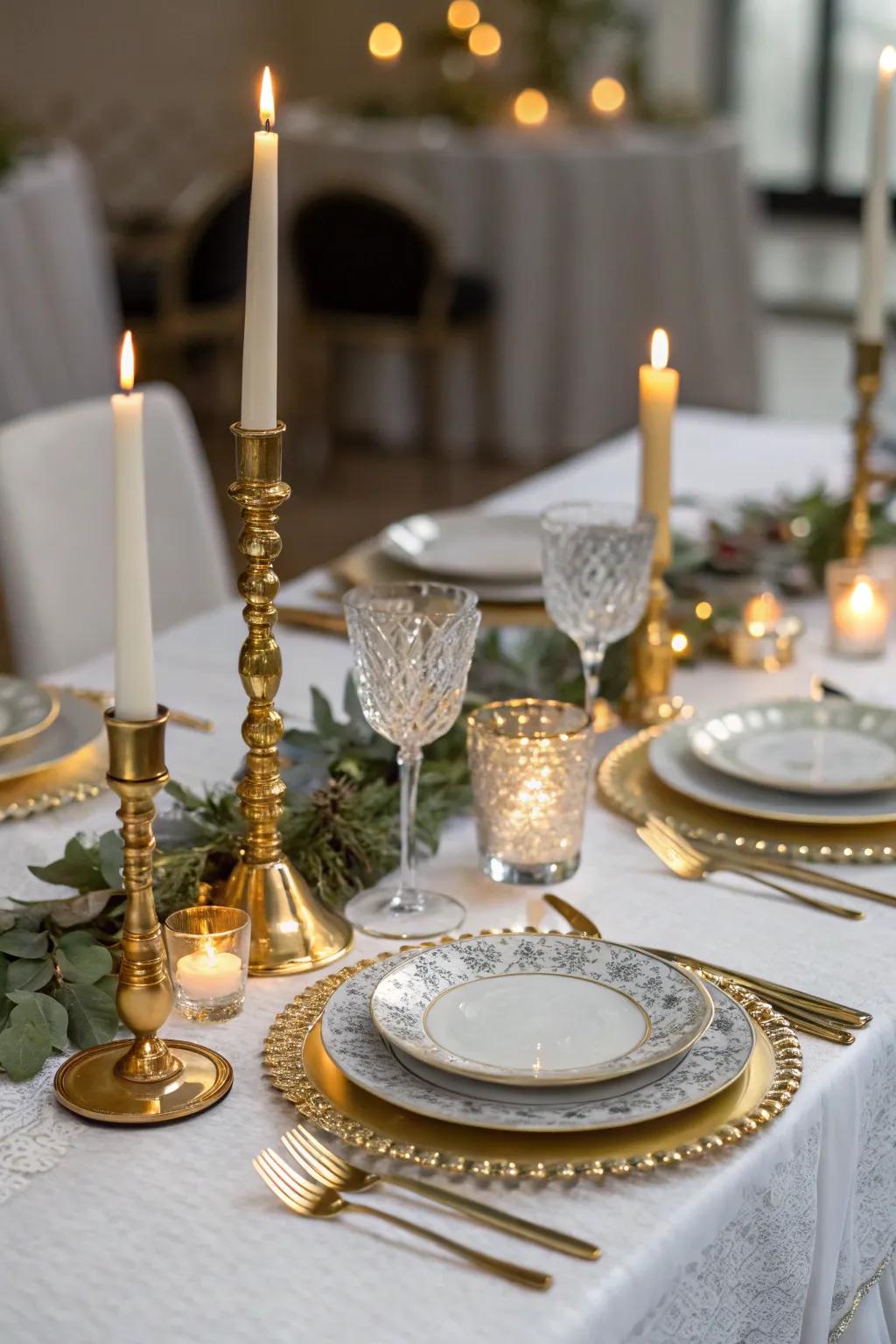 Design a lavish dining encounter utilizing exquisite table settings.