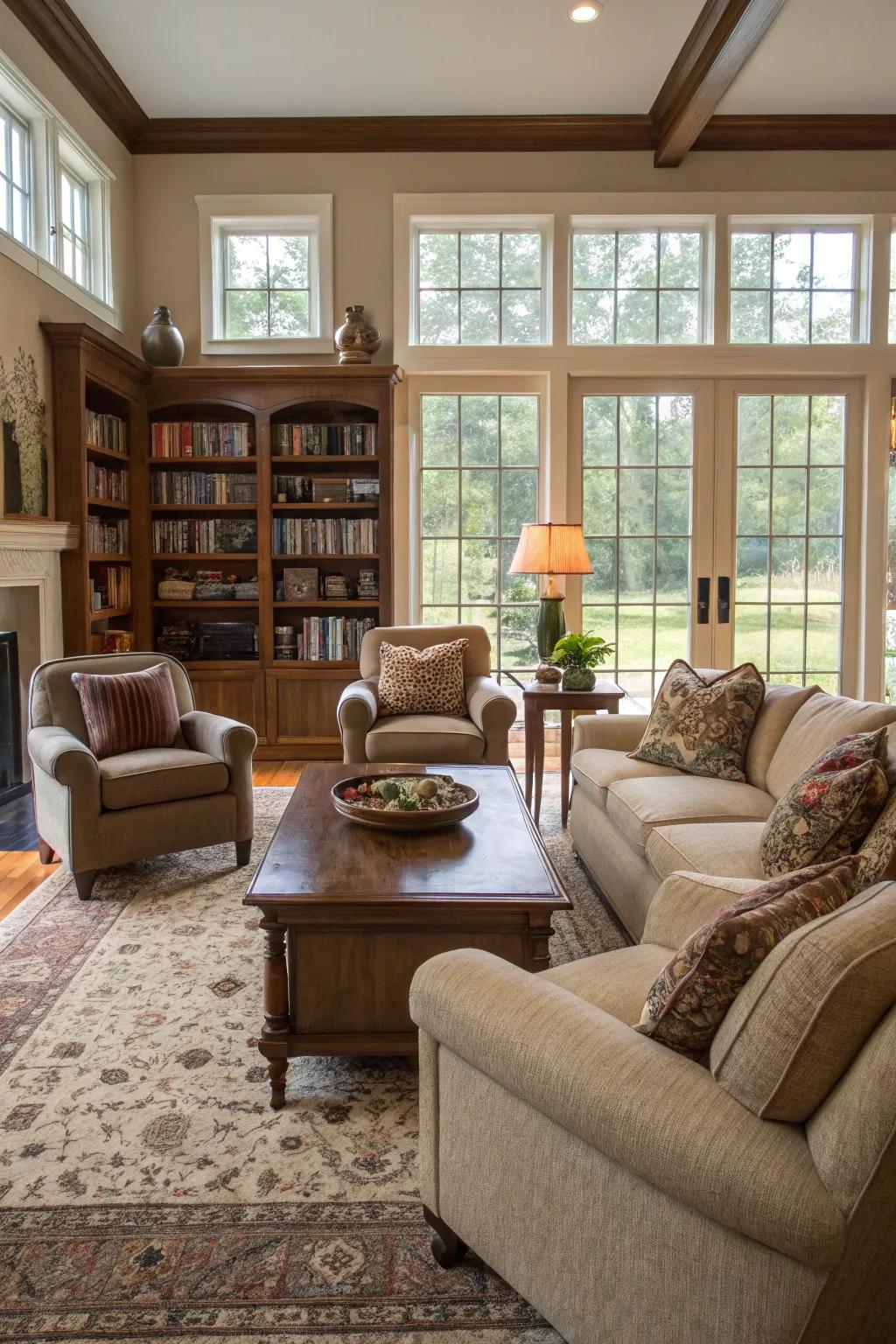 A functional living area layout designed for comfort and utility.