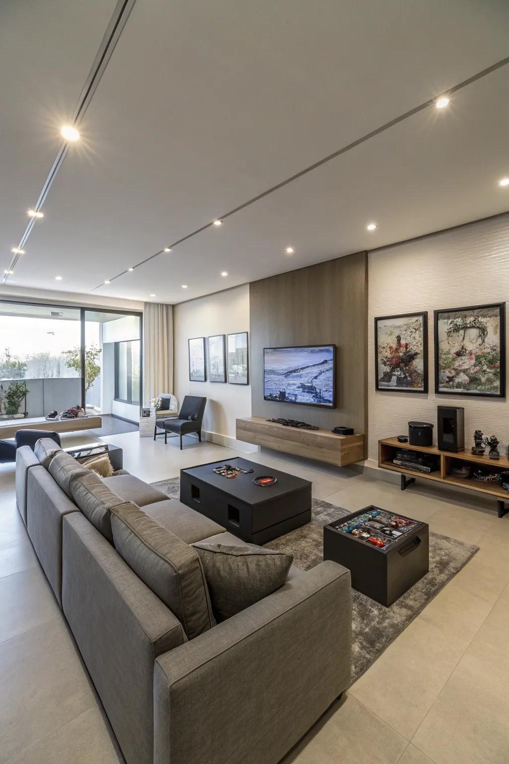 Contemporary design elements foster a pristine and structured gaming environment.