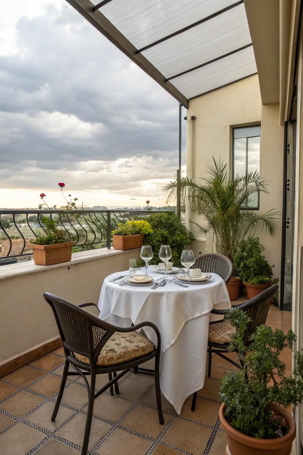A charming dining arrangement perfect for alfresco meals.