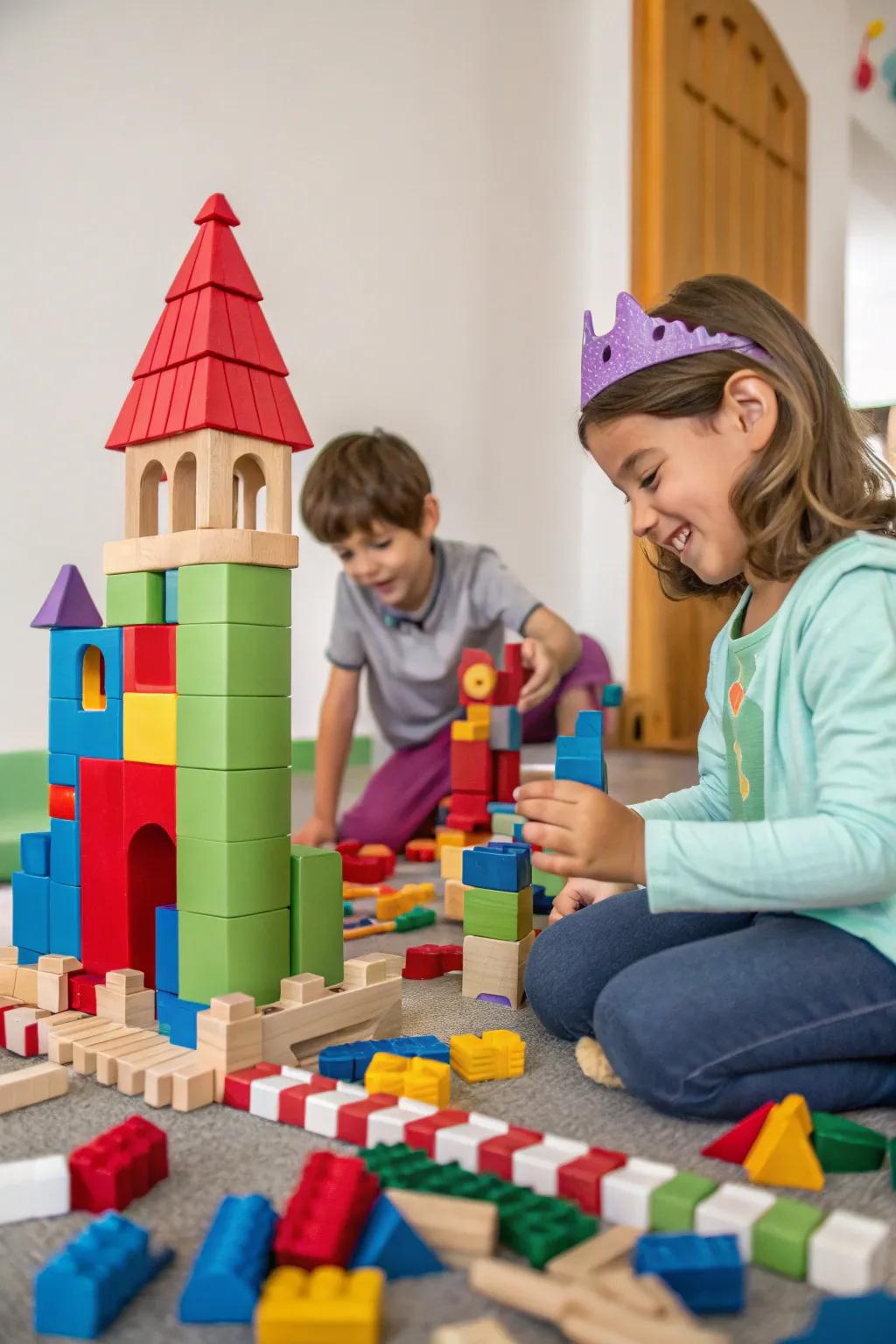 Blocks serving as a backdrop for storytelling.