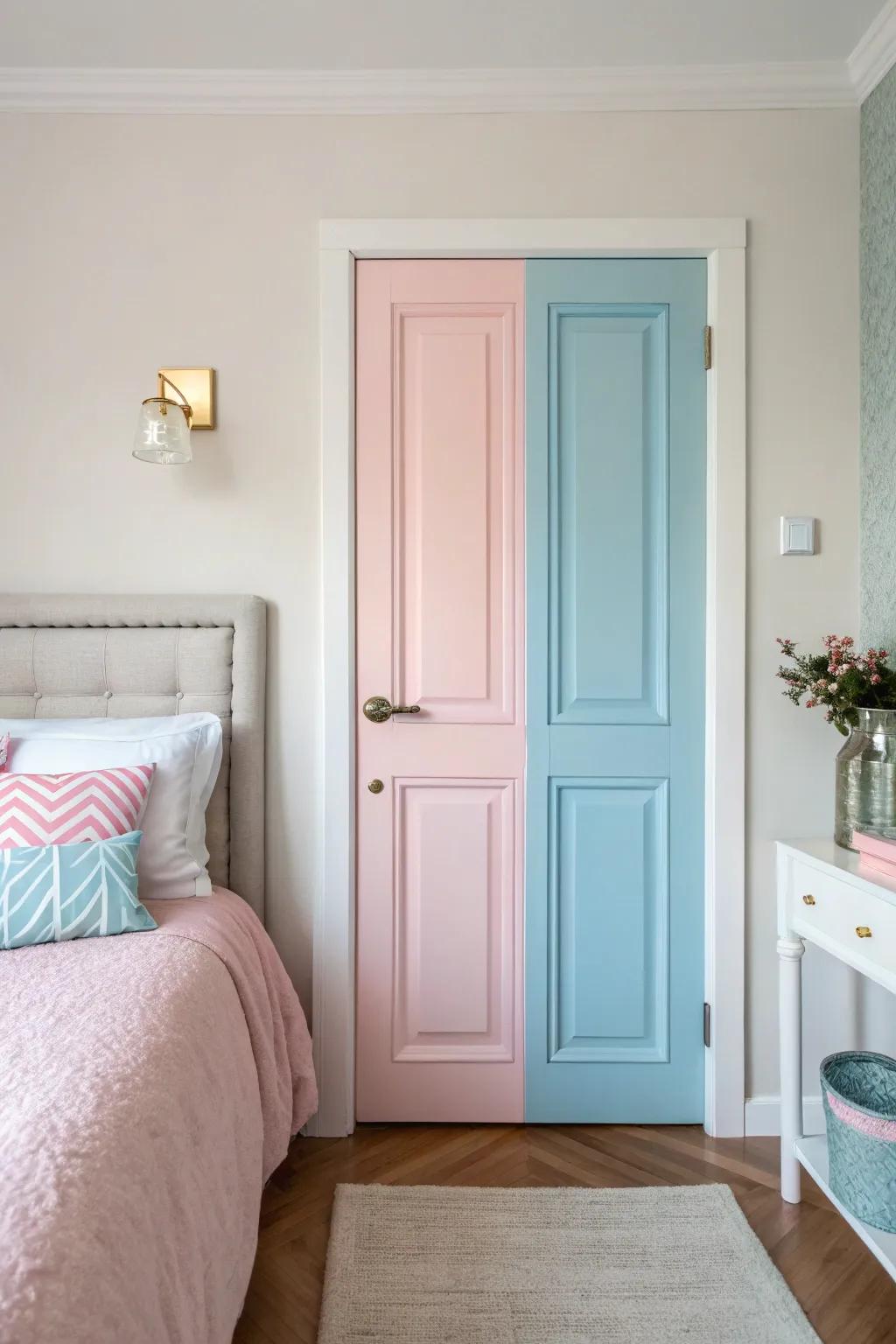 A pastel-hued door that converts a room into a tranquil sanctuary.