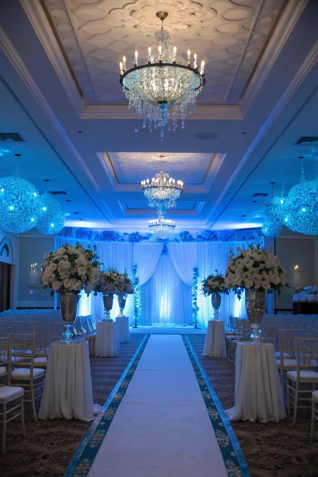 Pale azure illumination transmutes your venue into a fantastical setting.