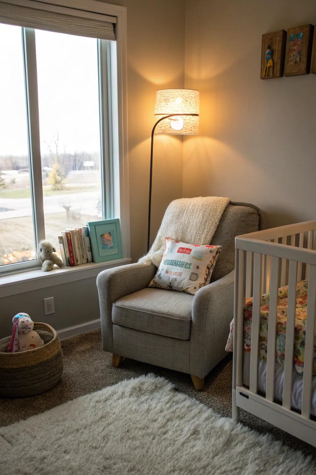 A relaxing reading spot turns into a tranquil location designed for bonding and bedtime stories.