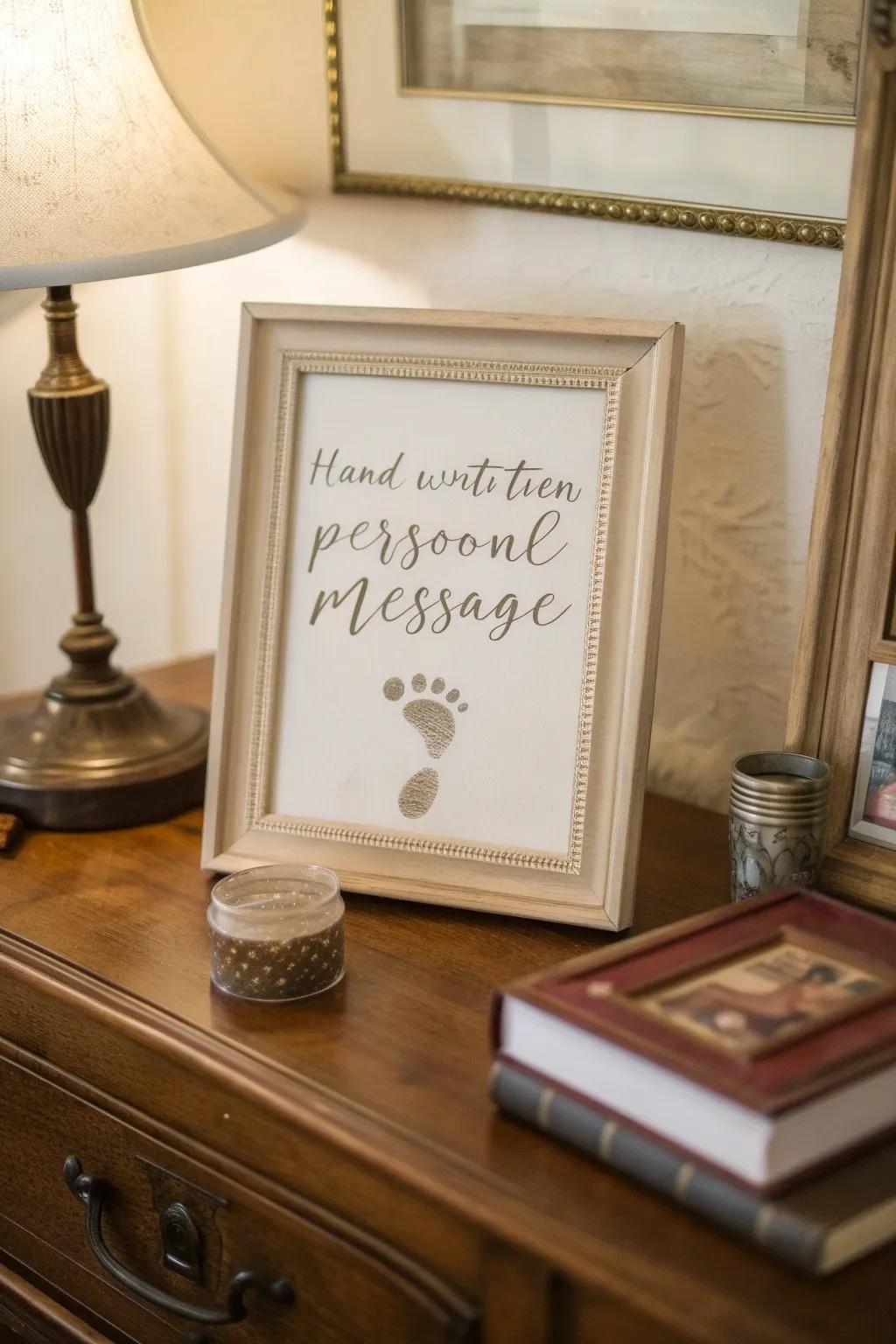 A heartfelt sentiment synchronized with precious footprints.