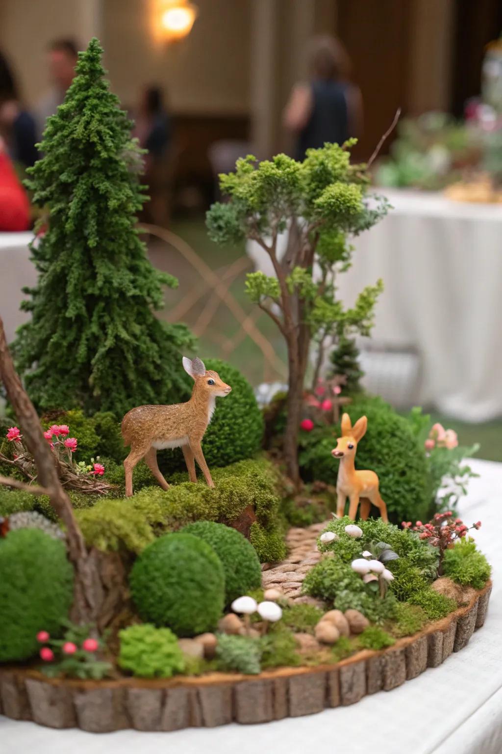 A woodland panorama introduces an organic facet to your tabletop.