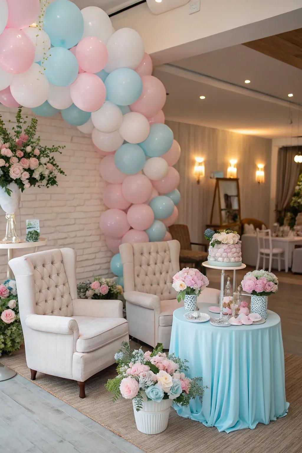 A flexible muted-tone color palette for the seating.