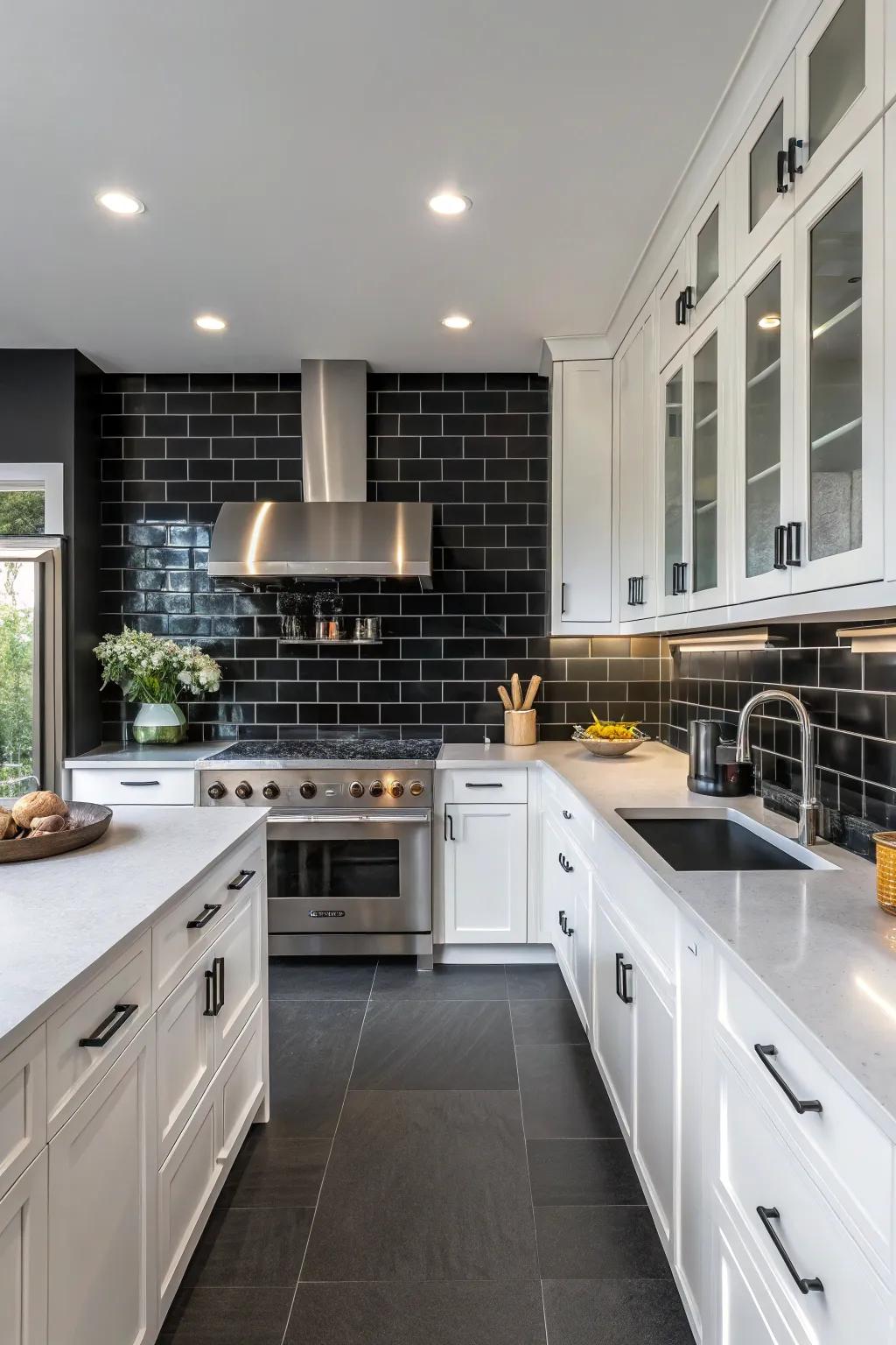 Matte black tiles offer a bold and sophisticated aesthetic.