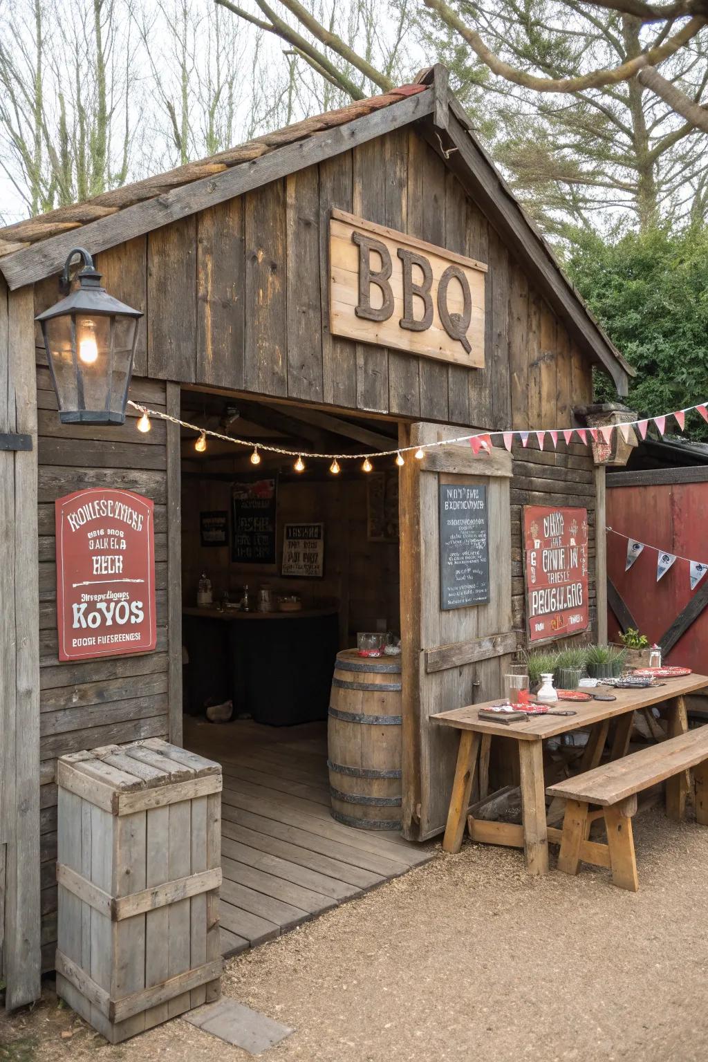 Charming vintage vibes with a retro BBQ shed.