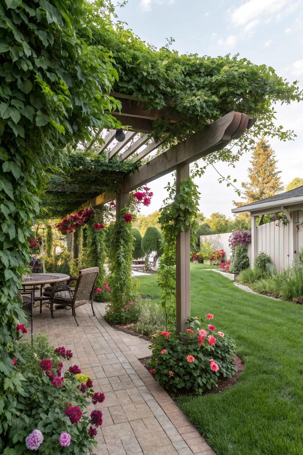 Pergolas furnish shade and a charming architectural feature.