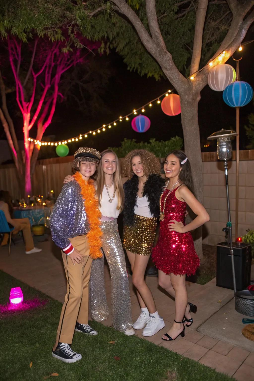 Guests enjoying the party in their glamorous themed attire.