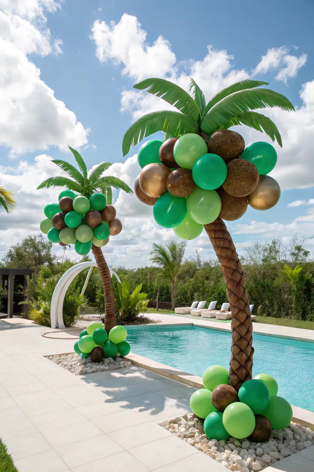 Exotic balloon palms for a fun, seaside atmosphere.