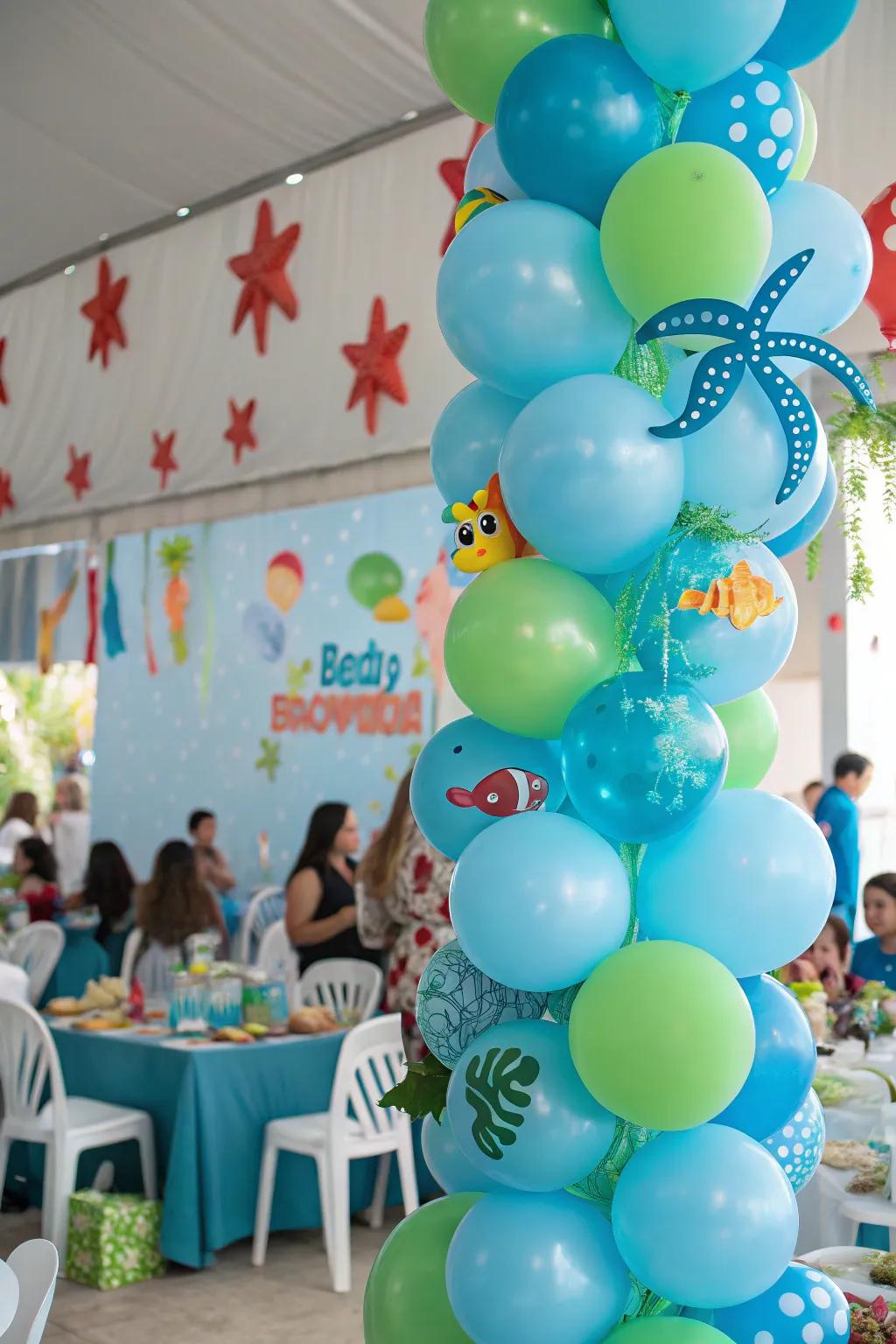 Below the surface balloons introduce a splash of playfulness to the gathering.