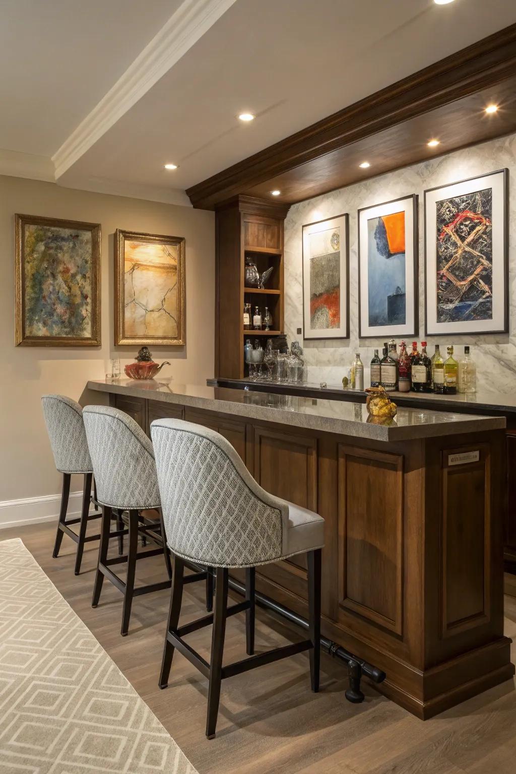 Art adds character and panache to your bar design.