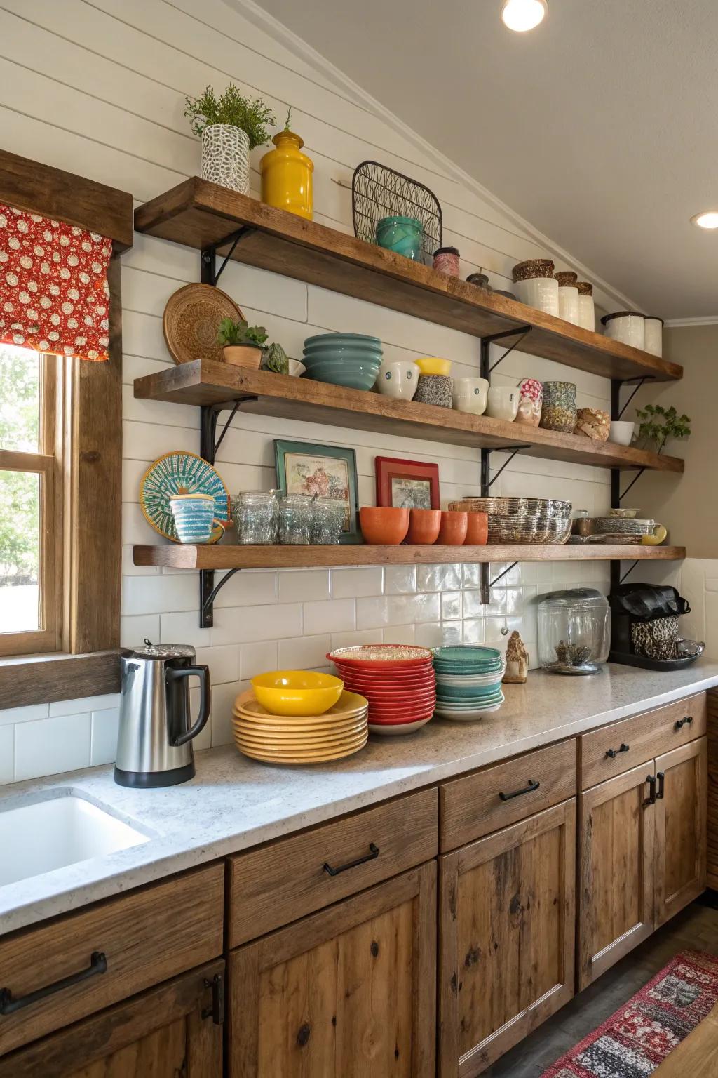 Display ledges inject character and ensure the space feels accessible.