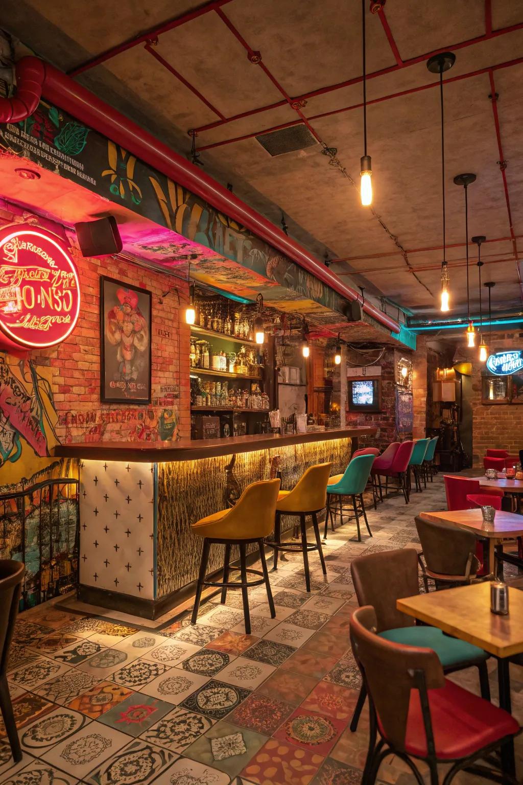 Daring colors bring character and liveliness to your bar.