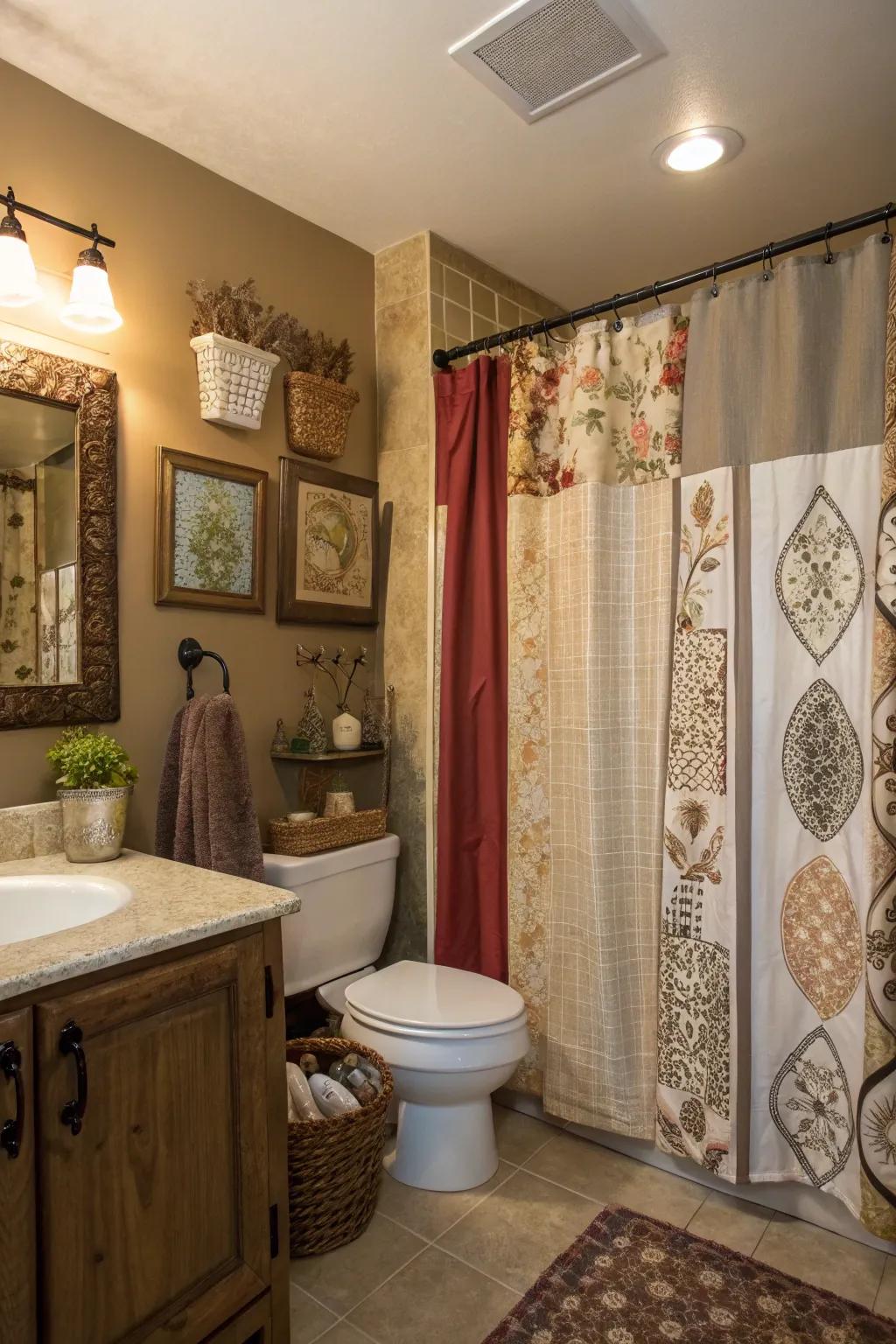 For a distinctive and diverse restroom design, combine and contrast styles.
