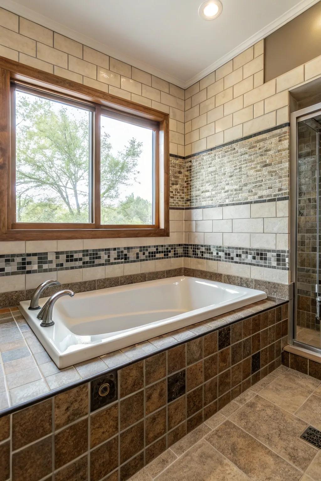 Use a combination of glossy and matte square textures to add depth.