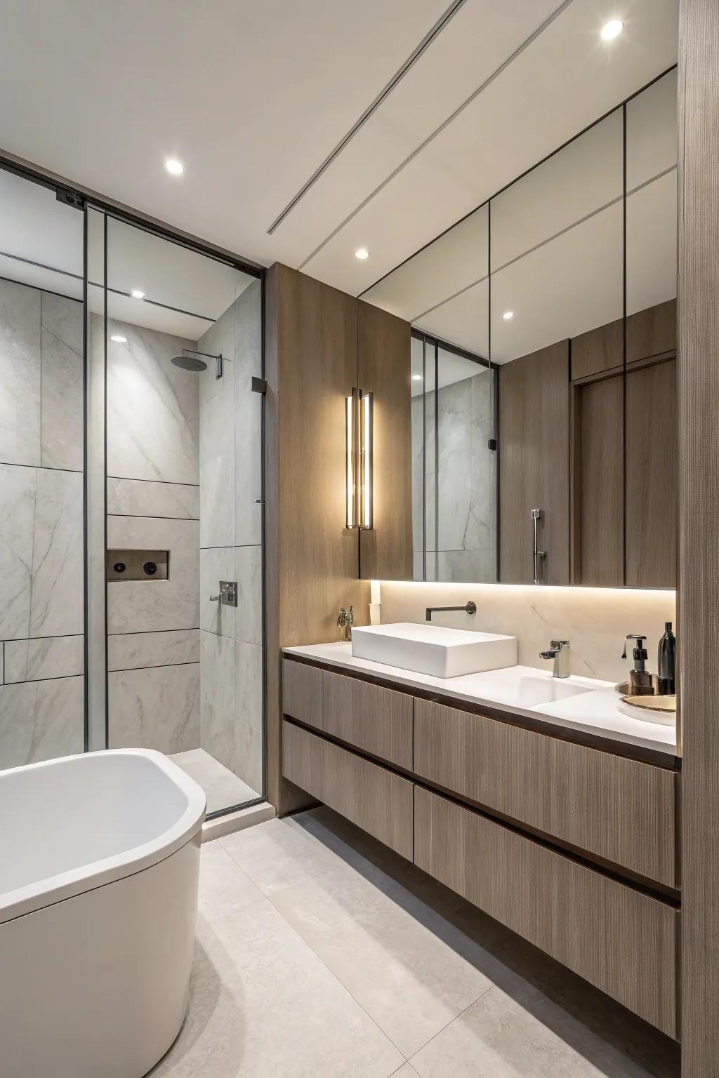 Full-height paneling offers a dramatic and expansive feel.