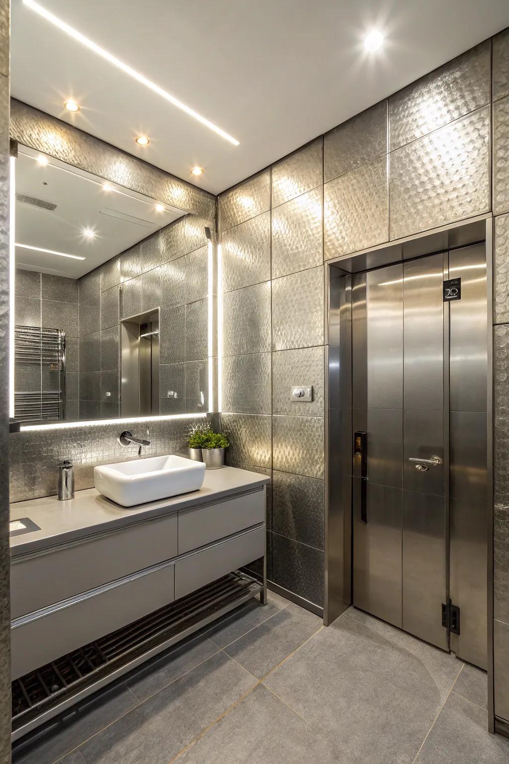 Industrial stylishness using metallic wall panels.