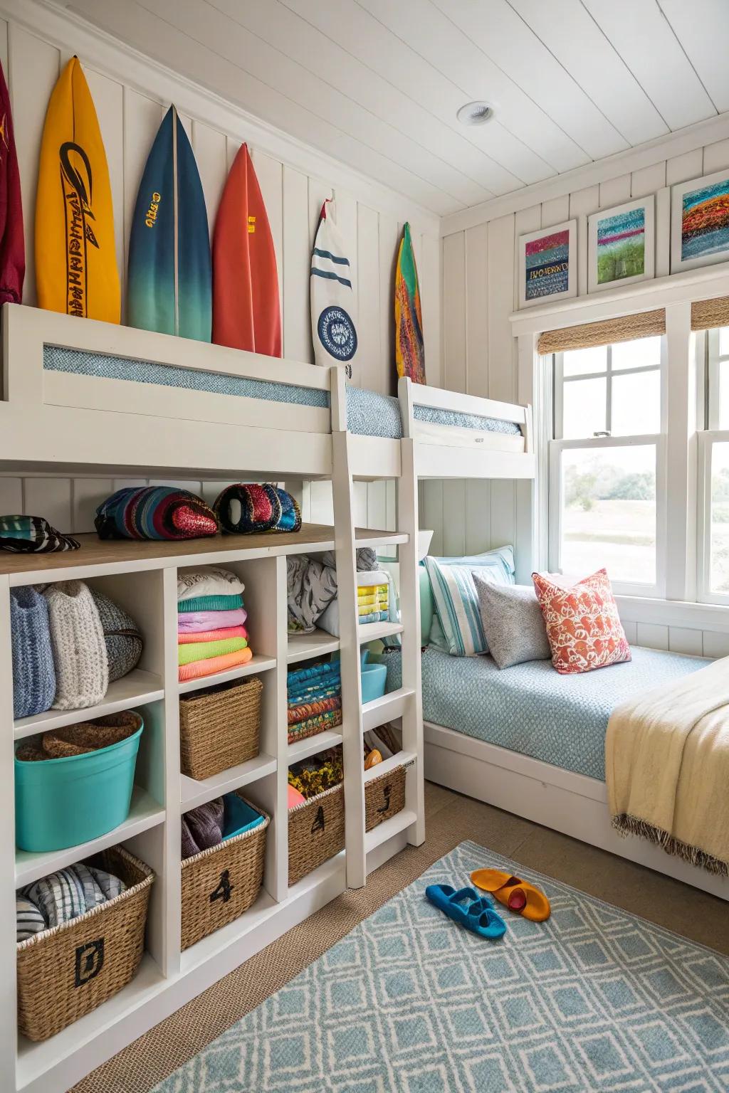 Maintain beach gear orderly through under-bed storage.
