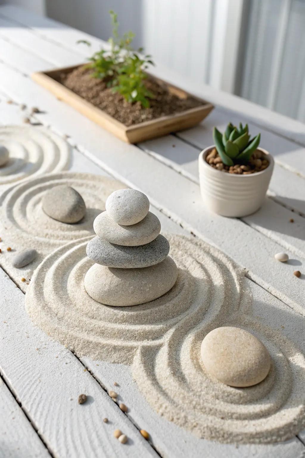 Forge your own slice of serenity with a minimalist Zen space using beach pebbles. Ideal for imbuing a hint of calm into your home.