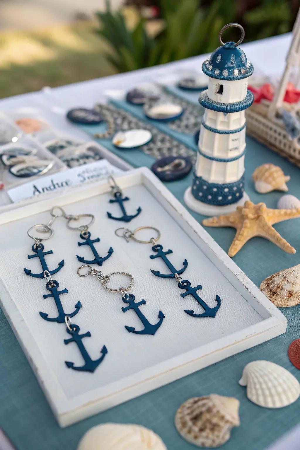 Ocean hook keychains are practical keepsakes with a maritime flair.