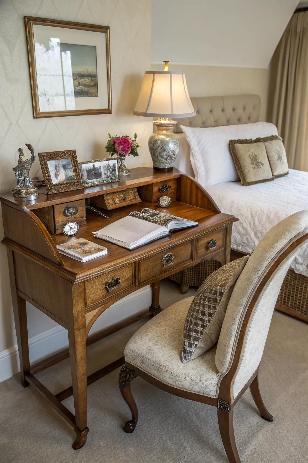Add allure with a vintage desk.