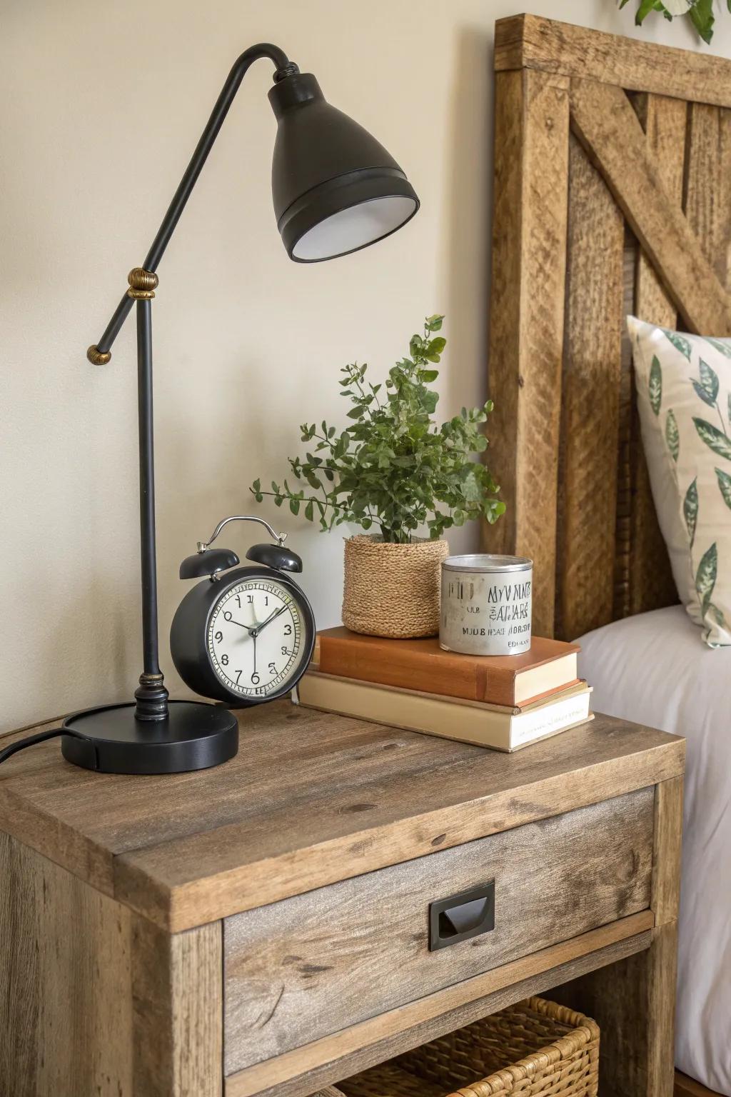 A combination of modern and rustic elements enhances charm.