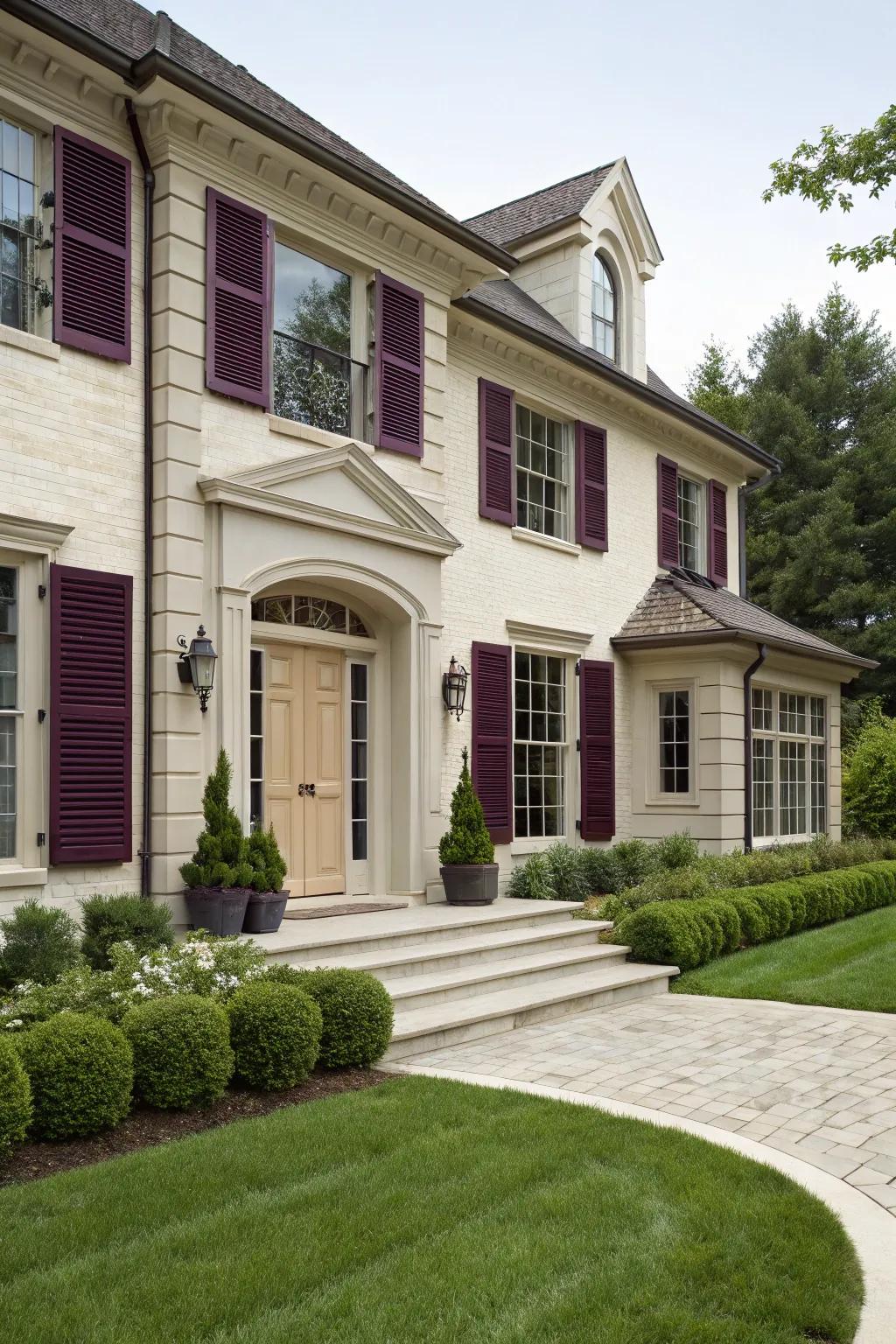 Luxurious damson adds a luxurious touch to this elegant home.