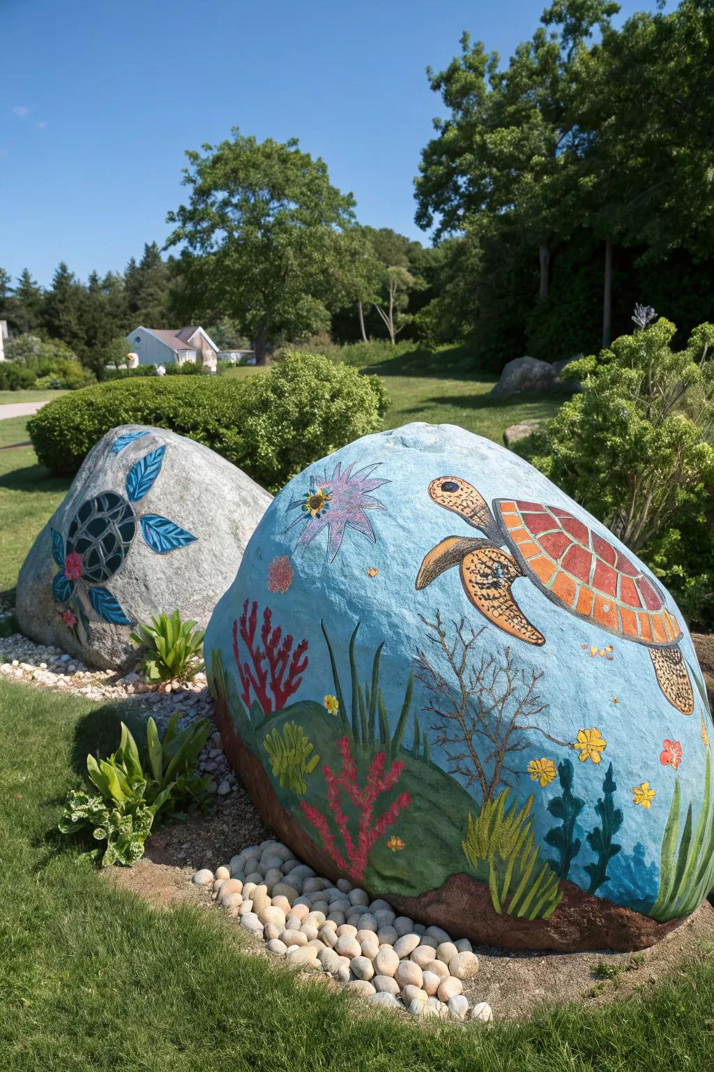Explore the ocean with sea-inspired painted stones.