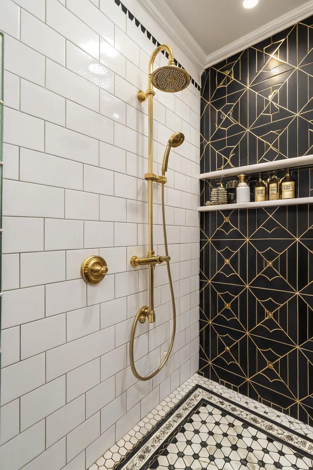 Aurum accents inject a sense of luxury into the shower.