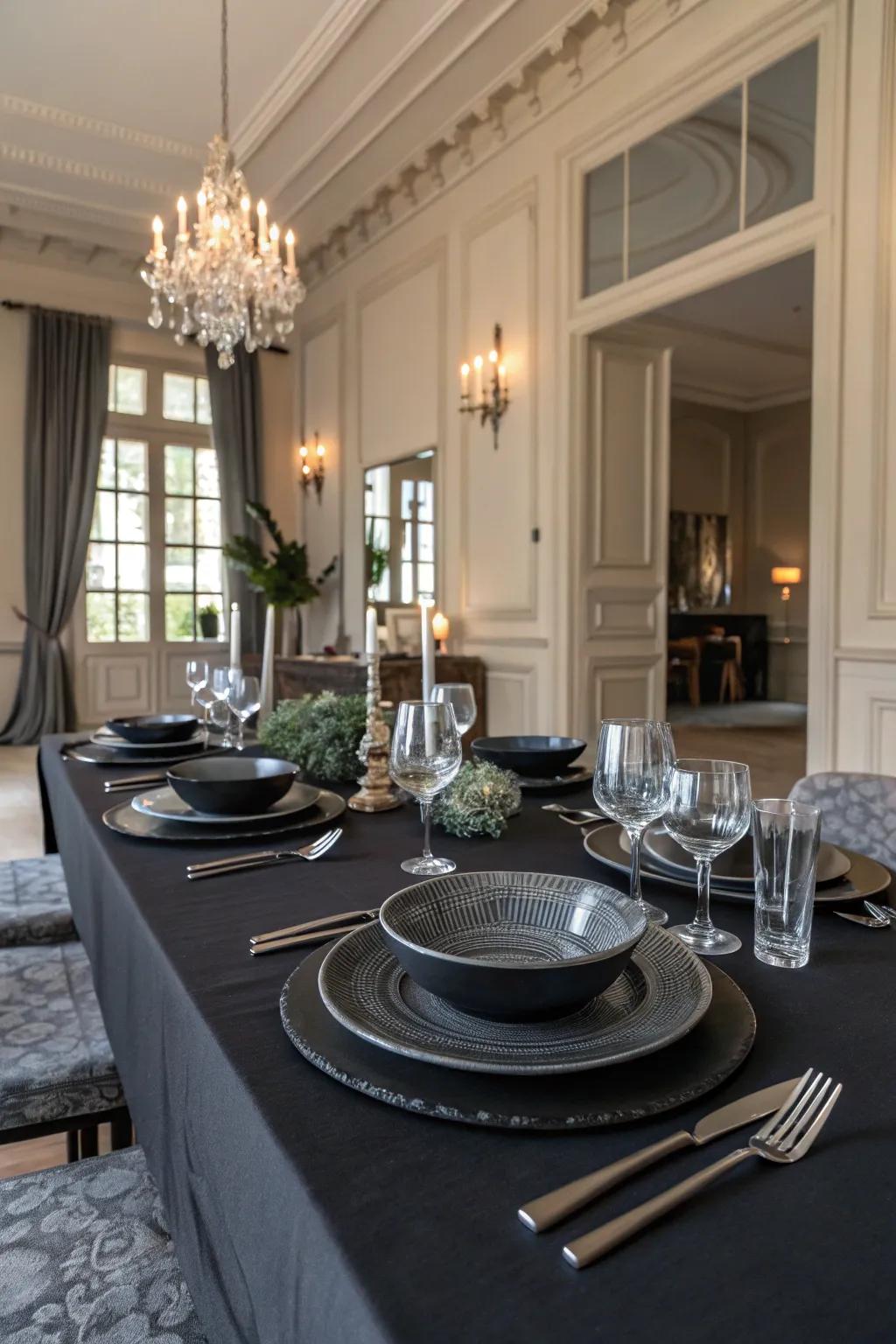 Monochrome elegance featuring hues of black.